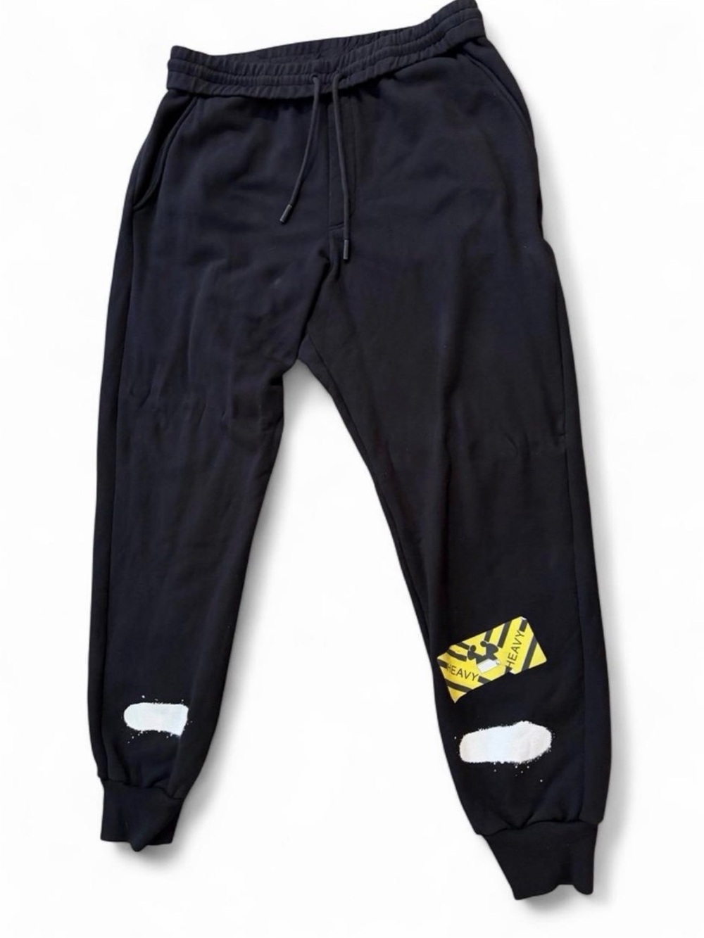 Off-White Men's Cotton Fleece Jogger Pants Drawstring Graphic Logo Black XL